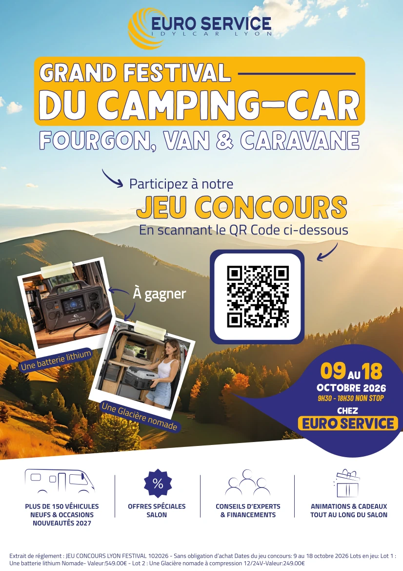 Grand Salon du camping-car de Lyon, fourgon, van et caravane — festival EUROSERVICE à Saint-Priest, du 9 au 18 octobre 2026